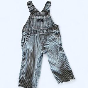 Vintage Oshkosh-b-gosh Blue and grey striped overalls 9 months EUC Free Shipping